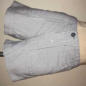 Grey & White Striped High Waisted Shorts